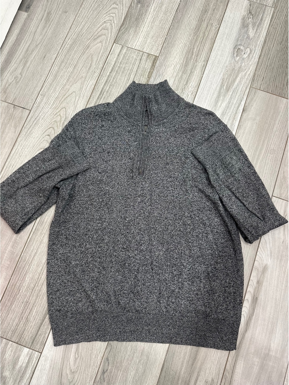 Banana Republic Men's Gray Cotton Cashmere Half-Zip Sweater Large